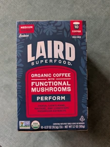 Laird Superfood Organic Coffee Functional Mushrooms Perform Medium Roast 10 pods - Picture 1 of 3