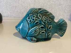 Ceramic fish sculpture Vintage Blue - Picture 1 of 6