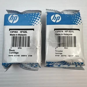 2 Genuine HP 62XL HighYield Black & Color Ink ENVY 5542 5545 5660 5663 EXPIRED?? - Photo 1/6