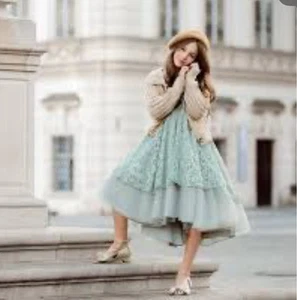 Joyfolie Paris Petticoat Dress in Light Seaglass NWT NWT Lace Tulle Size 8 - Picture 1 of 14