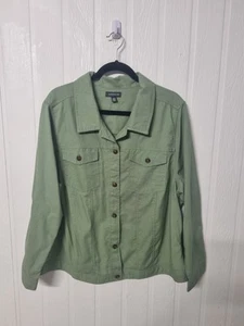 AUTOGRAPH size 20 khaki green collared long sleeve linen blend button jacket - Picture 1 of 6
