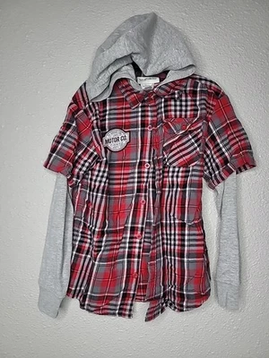 Toughskins Boys's Size L-7 Long Sleeve Button-Down Red Plaid Print Shirt  - Image 1 of 4