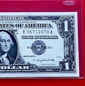1957A $1 Dollar Silver Certificate (Blue Seal) Block E-A , Uncirculated - Picture 1 of 3
