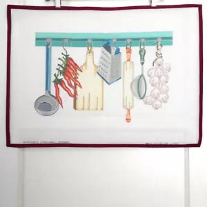 STUDIO 2 LTD. Handpainted Needlepoint Canvas Kitchen Utensils Rack Shelf 13 Mesh - Picture 1 of 4