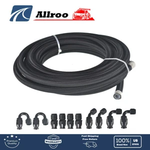 haute qualité Nylon E85 PTFE Conduite de carburant 20FT 10 Raccords Kit de tuyau E85 Noir 8AN - Photo 1/8