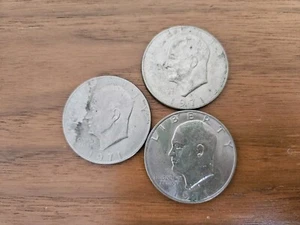 Set of 3 Vintage 1971 Eisenhower Ike One Dollar Coins Circulated - Picture 1 of 2