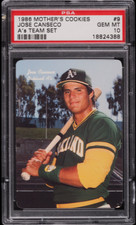 1986 MOTHER'S COOKIES A'S TEAM SET JOSE CANSECO ROOKIE #9 PSA 10 GEM MINT