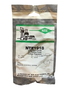 NTE1918 IC 3A Positive Fixed Voltage Regulator TO3 Replaces ECG1918 SK9338 - Picture 1 of 1