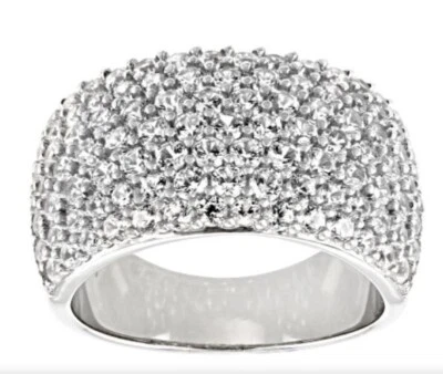 White Zircon Rhodium Over Sterling Silver Band Ring 3.58 NEW size 8 - Image 1 of 4