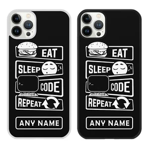 Personalisierter Name Eat Sleep Code Handyhülle für iPhone Samsung Programmierer lustig - Bild 1 von 7