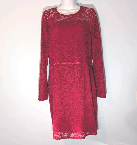 VALENTINO Abito Social Stories rosso pizzo overlay junior XL pizzo ritagli in vita e schiena