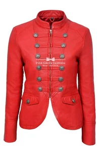 Damas 8976 Rojo Victoria Desfile Militar Elegante Napa Real Sexy Chaqueta de Cuero - Imagen 1 de 7