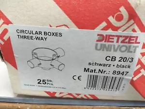 25 x Univolt 20mm Plastic Circular Conduit Box 3 Way CB 20/3 BLACK mnr08947 - Picture 1 of 4