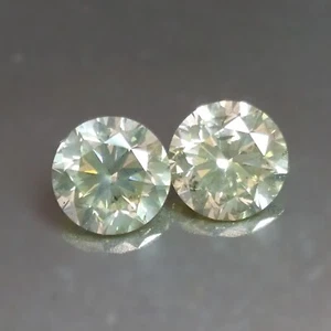 1.00cts 4.9mm Round Pair Untreated Fancy Greenish Yellow Natural Loose Diamonds - Picture 1 of 3