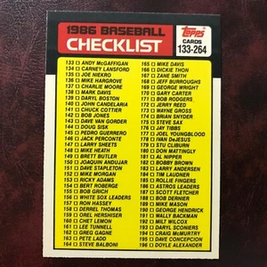 1986 Topps TIFFANY Set BASEBALL CHECKLIST 133-264 #263 ** MINT ** HIGH GRADE ** - Picture 1 of 2