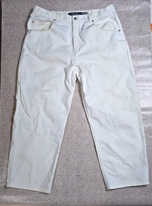 Anchor Blue BAGGY Wide Leg Jeans 42x30 Mens White Denim 90s Y2K - Picture 1 of 18