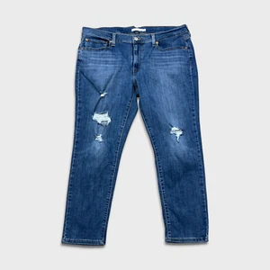 Levi's Boyfriend Jeans Womens 38x27 Blue Relaxed Fit Mid Rise Distressed Denim - Picture 1 of 13