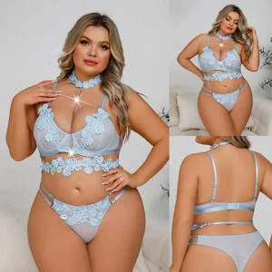 Plus Size Sexy Lace Lingerie Bodysuit Underwear Babydoll Teddies Sleepwear Set - Picture 1 of 7