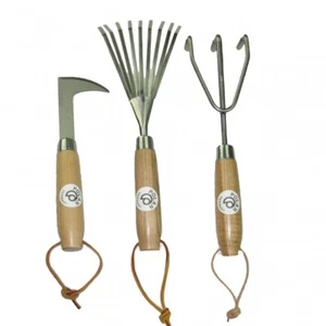 Polar Edelstahl-Kleingeräte-Set Fugenkratzer Fächerbesen Harke Gartengeräte - Bild 1 von 1