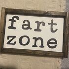 Fart Zone Picture W/ Wood Frame Solid Funny Hahaha Gift Man Cave Bathroom Decor