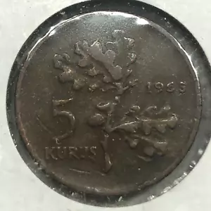1963 Turkey Five Kurus Foreign Coin #1601 - Picture 1 of 2