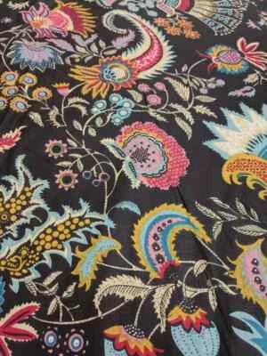 25 Yards Fabric Indian Black Paisley Hand Printed Cotton Fabric Sewing Fabrics - Image 1 of 4
