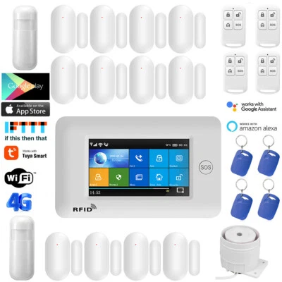 V52 Tuya APP Alexa WiFi+4G SMS Wireless Touch Keypad Home Security Alarm System - Image 1 of 4