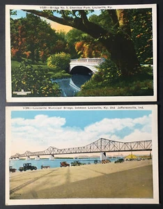 Postales de Kentucky Louisville Bridges Cherokee Park Lagoon Lake sin publicar - Imagen 1 de 3