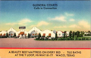 WACO, TEXAS - GLENORA ROADIDE COURTS MOTEL - VINTAGE LEINEN POSTKARTE - Bild 1 von 2