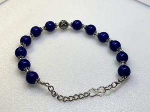 Sterling Silver 925 Bracelet Lapis Lazuli Silver Charm 16.30g - Picture 1 of 8