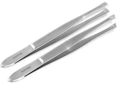 Profi-Set Augenbrauen Zupfpinzetten Pinzette Haarzupfpinzette Schräg + Gerade - Bild 1 von 4