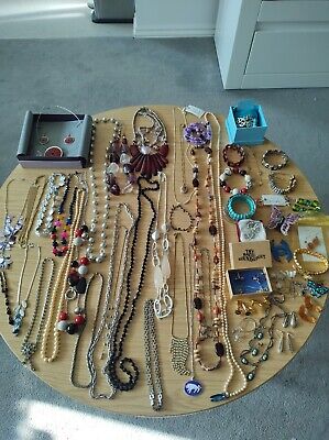Ladies Jewellery Bundle Vintage Modern Necklace Bangle Earring Stone Glass Cuffs • 15£