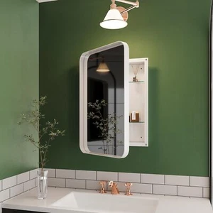 Bathroom Medicine Cabinet with Mirror, Recessed Metal Framed Wall Cabinet - Picture 1 of 16