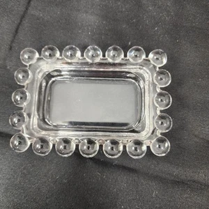 Cenicero rectangular Imperial Glass Candlewick 4" borde de burbuja de vidrio soplado - Imagen 1 de 10