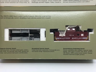 HO Proto 2000 Western Maryland Steel Center Cupola Caboose WM #1804 Lighted - Image 1 of 4