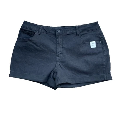 NEW! Women's Cuffed Denim Shorts (2) 26x4 Black Cotton Stretch Blend  NWT - Image 1 of 4