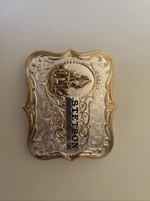 STETSON 130 ANIVERSARIO 1865 - 1995 HEBILLA DE CINTURÓN DE PLATA ESTERLINA 5 ONZAS/1000 Foto 1 de 4