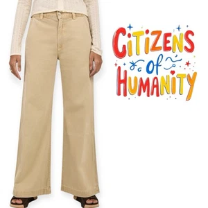 CITIZENS OF HUMANITY Beverly High Rise Wide Leg Trouser Jean in Taos Khaki Tan - Picture 1 of 11