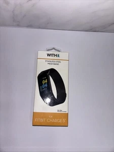 With It Stainless Steel Black Mesh Band for Fitbit Charge 5. New In Box - Picture 1 of 3