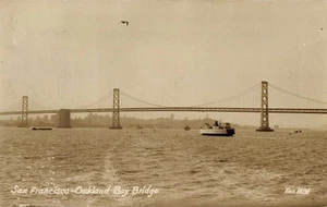 c.1908 OAKLAND BAY BRIDGE, Real Sepia Photo Postcard San Francisco, Unused, NM - Bild 1 von 2