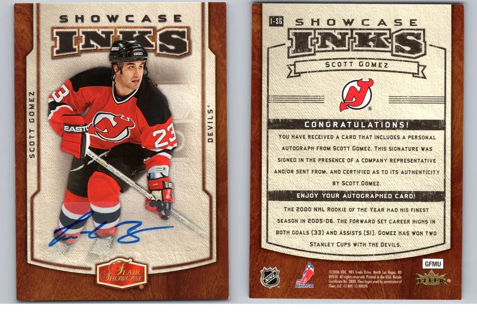 2006-07 Flair Showcase Scott Gomez Auto Inks Fleer NJ Devils 06-07 - Image 1 of 1