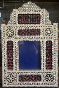 Espejo colgante de pared/marco de fotos de madera con incrustaciones de madreperla de Egipto artesanal - Imagen 1 de 11