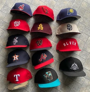 Fitted Hats 7 3/8 Lot 14 Indians Cardinals Nationals Arizona State Braves Astros - Picture 1 of 17
