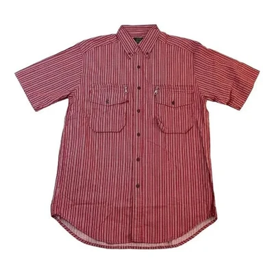 Camisa con botones estilo occidental Scandia Woods manga corta roja cremallera bolsillo talla M Foto 1 de 4