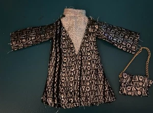 VINTAGE 1960er PGD HONGKONG MADDIE MOD SCHWARZ & SILBER LAHM KLEID MIT GELDBÖRSE - Bild 1 von 6
