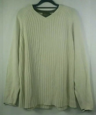 Suéter Timberland Para Hombre Grande Cáscara de Huevo Blanco Acanalado Cuello en V Foto 1 de 4