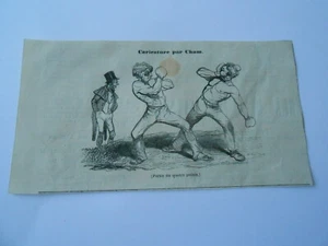 Gravure 1844 - Caricature Boxe Partie en 4 points - Picture 1 of 1