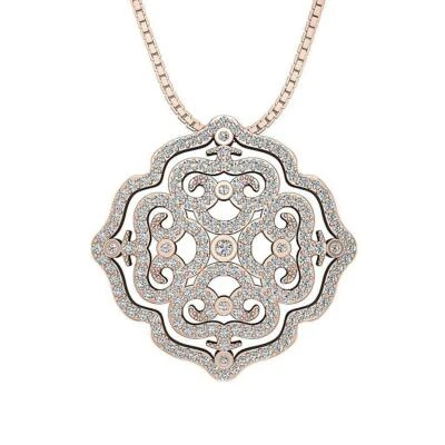 Designer Pendant Necklace I1 G 1.00 Carat Round Diamond 14K White Gold Prong Set - Image 1 of 4