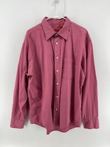 Izod Mens Long Sleeve Button Down Dress Shirt Size XL Pink Fast Free Shipping