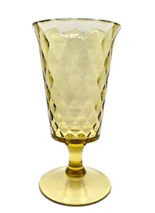 Antique Bryce Bros Yellow Diamond Quilted Glass Stem Vase 8-3/4" Tall - Picture 1 of 5